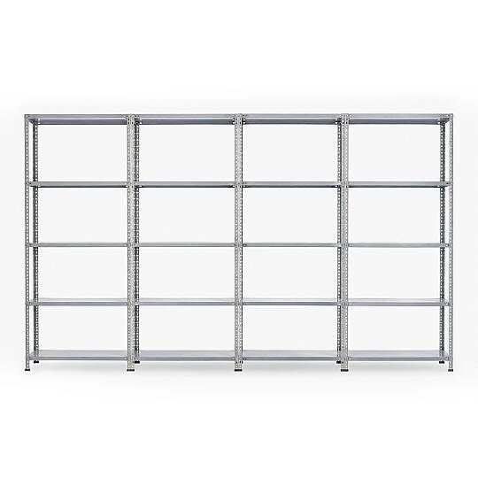5 Katlı 4 lü Civatalı Hafif Yük Rafı 200x31x374 cm Çelik Depolama Rafı Gri