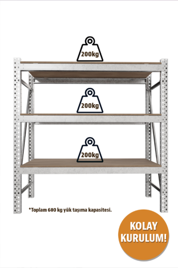 Ağır Yük Raf Ünitesi 180x180x60 cm ve Ayarlanabilir Katlanabilir Yük Koli Taşıma Arabası Dört Tekerlekli 120 Kg (1)