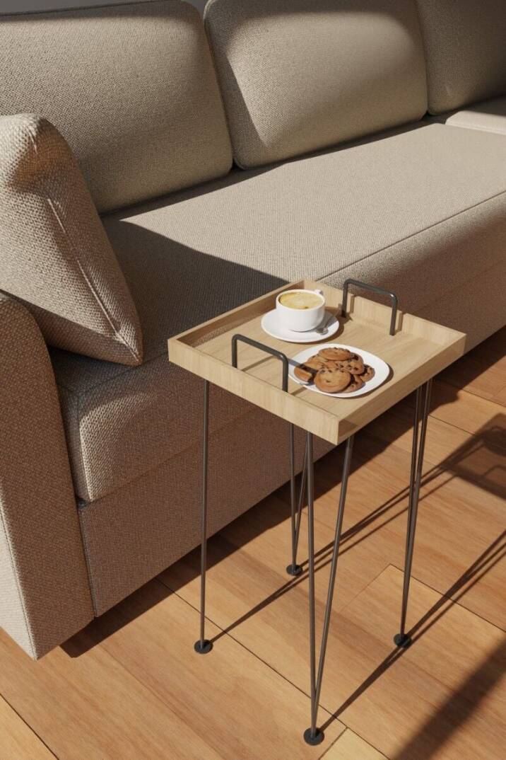 Dekoratif Ahşap Tepsili Sehpa - 1