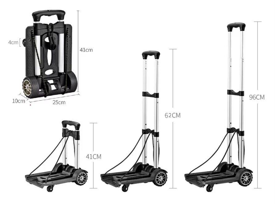 Dört Tekerlekli Katlanır Yük Paket Taşıma Arabası 25 Kg - 3