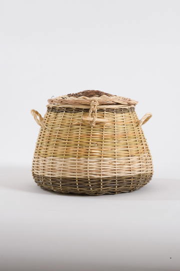 Kapaklı Patates Soğan Sepeti 26x27 cm - Doğal Hasır Sepet, El Yapımı, Mutfak Kiler Düzenleyici Saklama Kutusu - 3