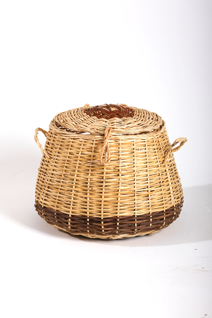 Kapaklı Patates Soğan Sepeti 26x27 cm - Doğal Hasır Sepet, El Yapımı, Mutfak Kiler Düzenleyici Saklama Kutusu - 4