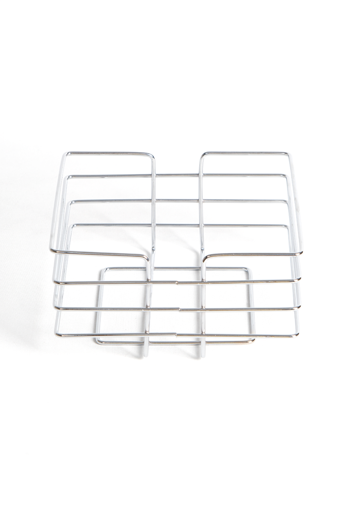 Krom Metal Kare Ekmeklik Sunum Sepeti - Tezgah Üstü Mutfak Organizeri, Meyve ve Poğaça Servis Kasası, Modern Tel Sepet, 20.5x20.5x11 cm - 3