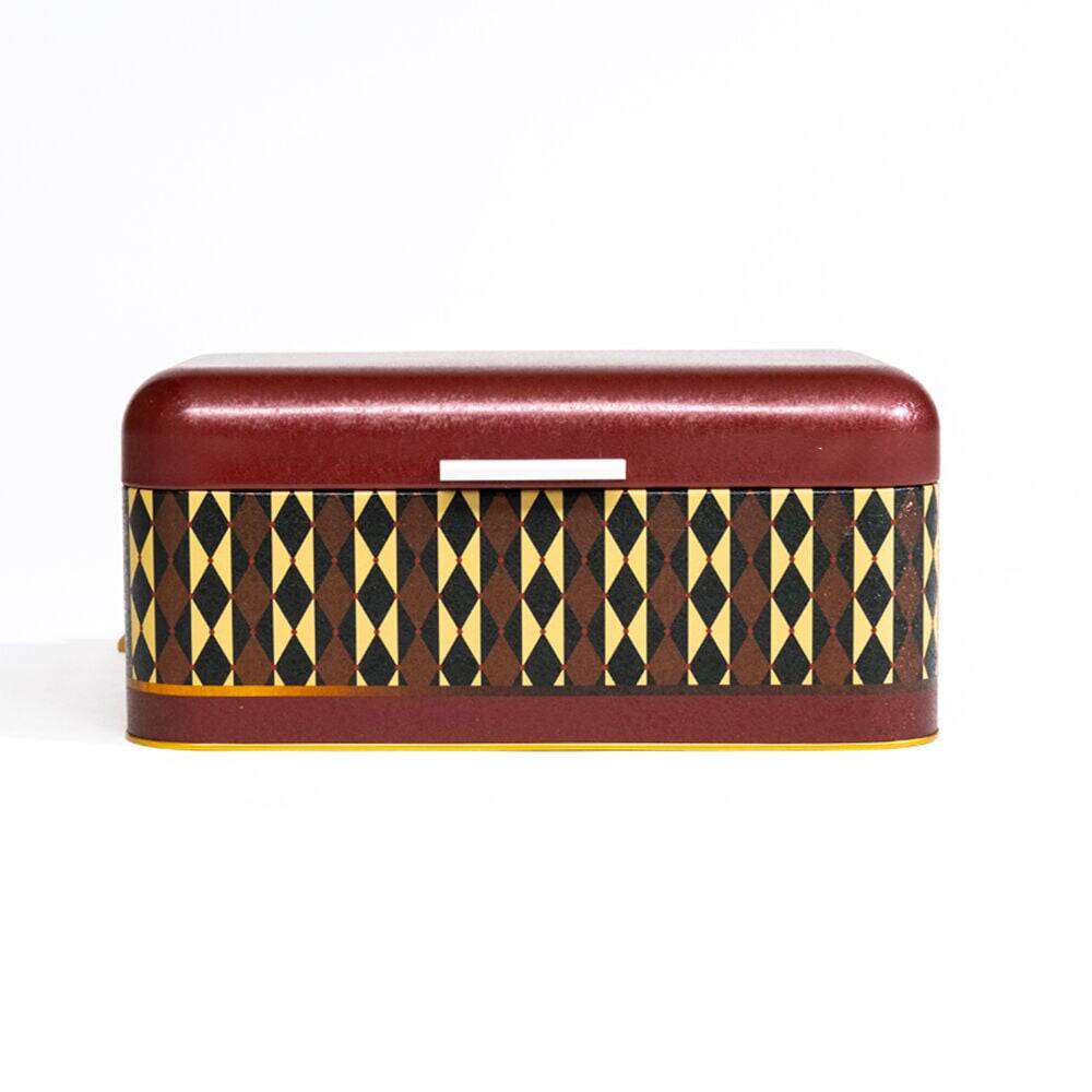Metal Ekmeklik - Tezgah Üstü Ekmek Saklama Kutusu ve Kapaklı Mutfak Düzenleyici Bordo 36,5x20,9x12 cm - 1