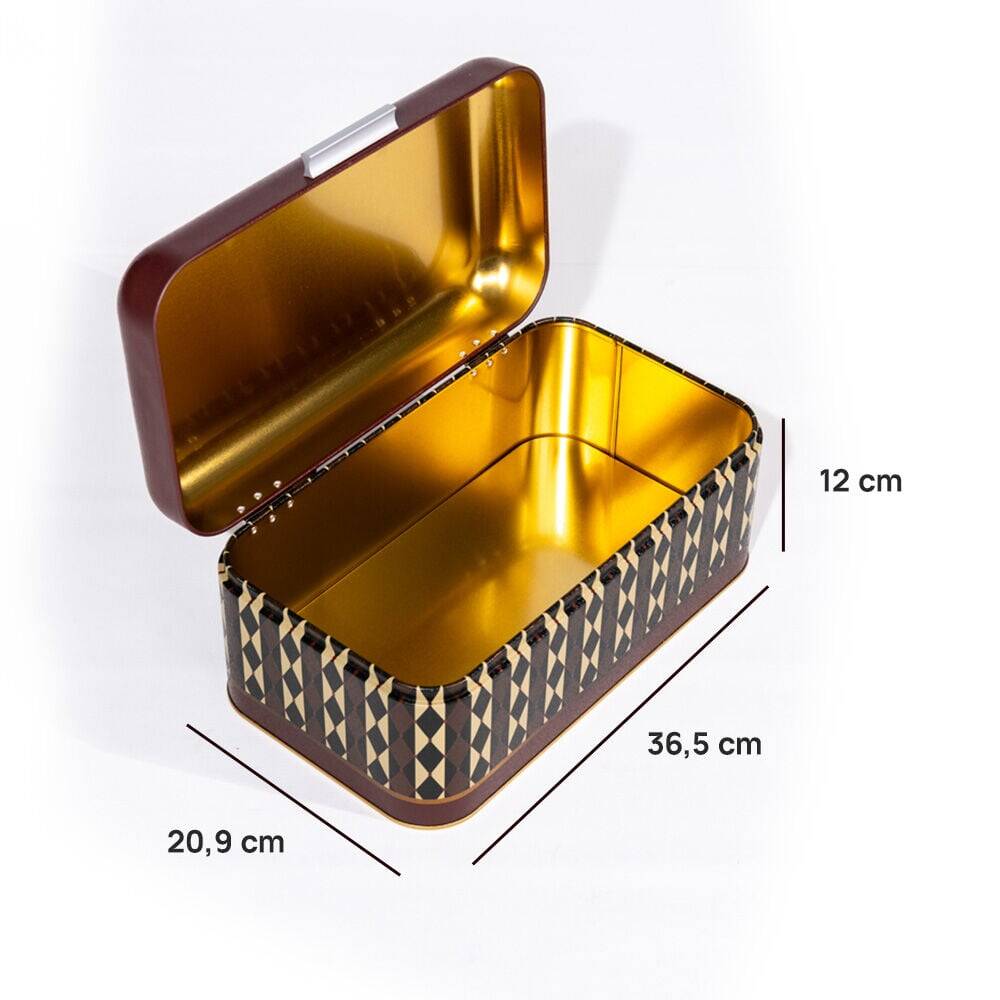 Metal Ekmeklik - Tezgah Üstü Ekmek Saklama Kutusu ve Kapaklı Mutfak Düzenleyici Bordo 36,5x20,9x12 cm - 4
