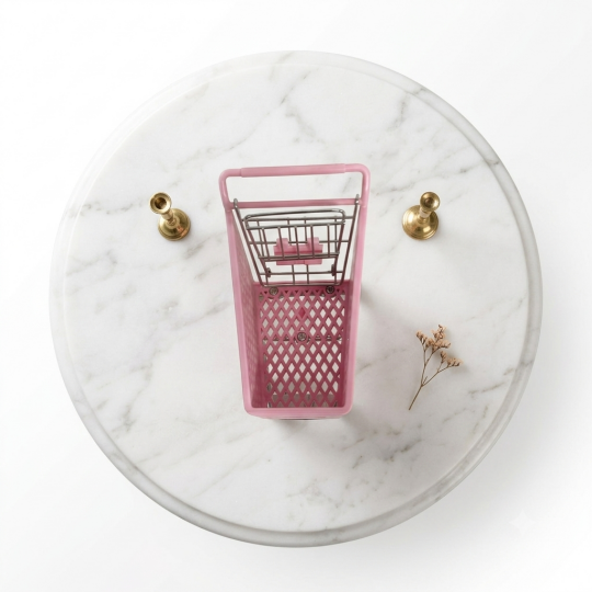 Dekoratif Mini Market Arabası, Pembe, Çok Amaçlı Organizer, Masaüstü Aksesuar, 15 cm - 3