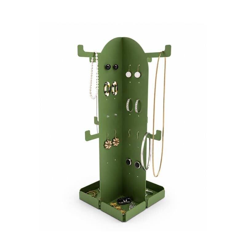 Kaktüs Metal Takı Standı ve Organizeri - Küpe Kolye Bilezik Aksesuar Askısı Alt Bölmeli Düzenleyici 32x20x20 cm - 1