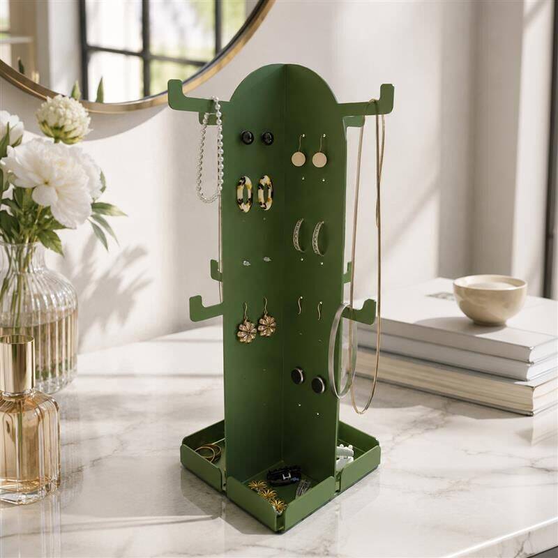 Kaktüs Metal Takı Standı ve Organizeri - Küpe Kolye Bilezik Aksesuar Askısı Alt Bölmeli Düzenleyici 32x20x20 cm - 5