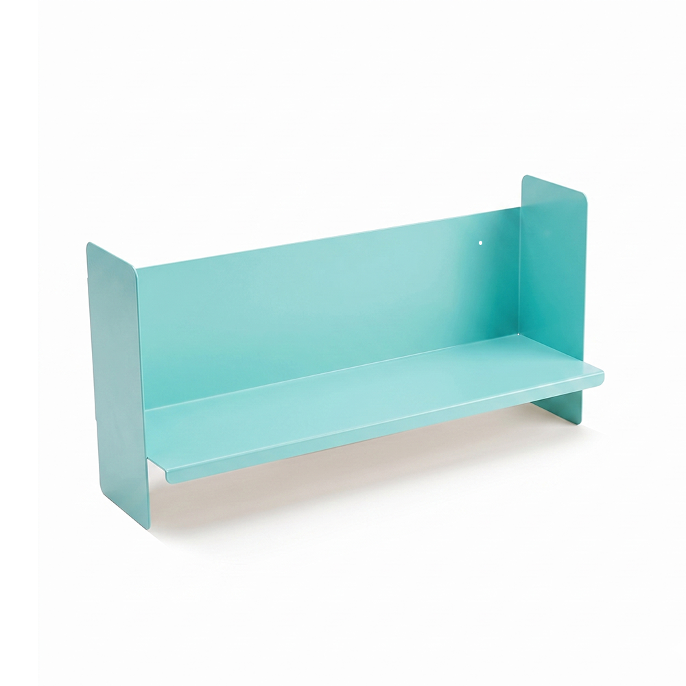 Mavi Metal Duvar Rafı - Masa Üstü Kitaplık ve Çok Amaçlı Ofis Düzenleyici 21x50 cm - 1