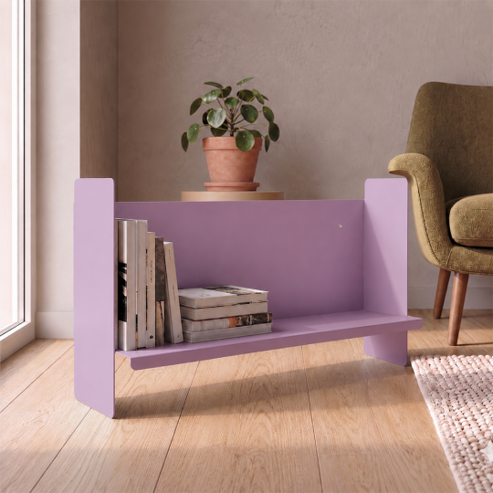 Mor Metal Duvar Rafı - Masa Üstü Kitaplık ve Çok Amaçlı Ofis Düzenleyici 21x50 cm - 7