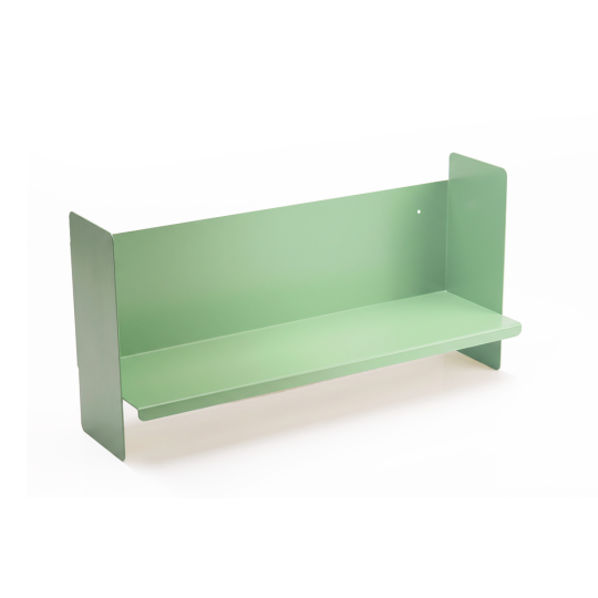 Yeşil Metal Duvar Rafı - Masa Üstü Kitaplık ve Çok Amaçlı Ofis Düzenleyici 21x50 cm