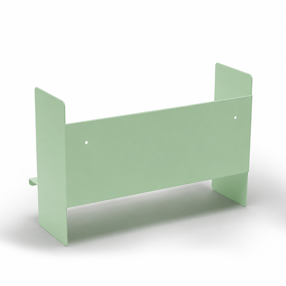 Yeşil Metal Duvar Rafı - Masa Üstü Kitaplık ve Çok Amaçlı Ofis Düzenleyici 21x50 cm - 5