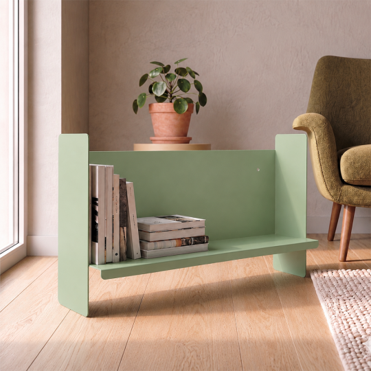 Yeşil Metal Duvar Rafı - Masa Üstü Kitaplık ve Çok Amaçlı Ofis Düzenleyici 21x50 cm - 7