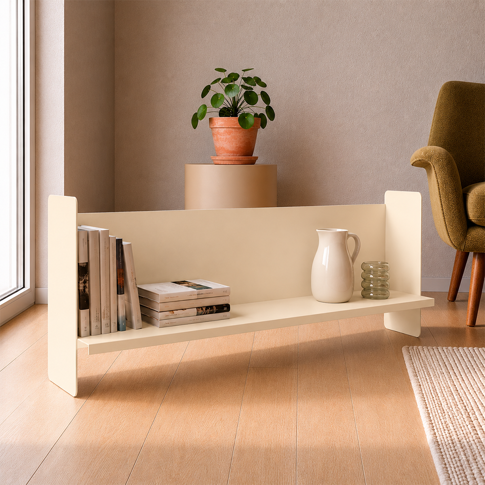 Beyaz Metal Duvar Rafı - Masa Üstü Kitaplık ve Çok Amaçlı Ofis Düzenleyici 21x70 cm - 6