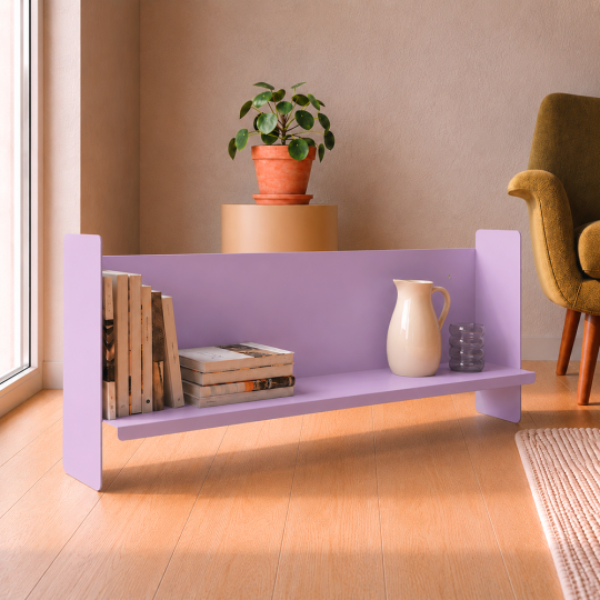 Mor Metal Duvar Rafı - Masa Üstü Kitaplık ve Çok Amaçlı Ofis Düzenleyici 21x70 cm - 8