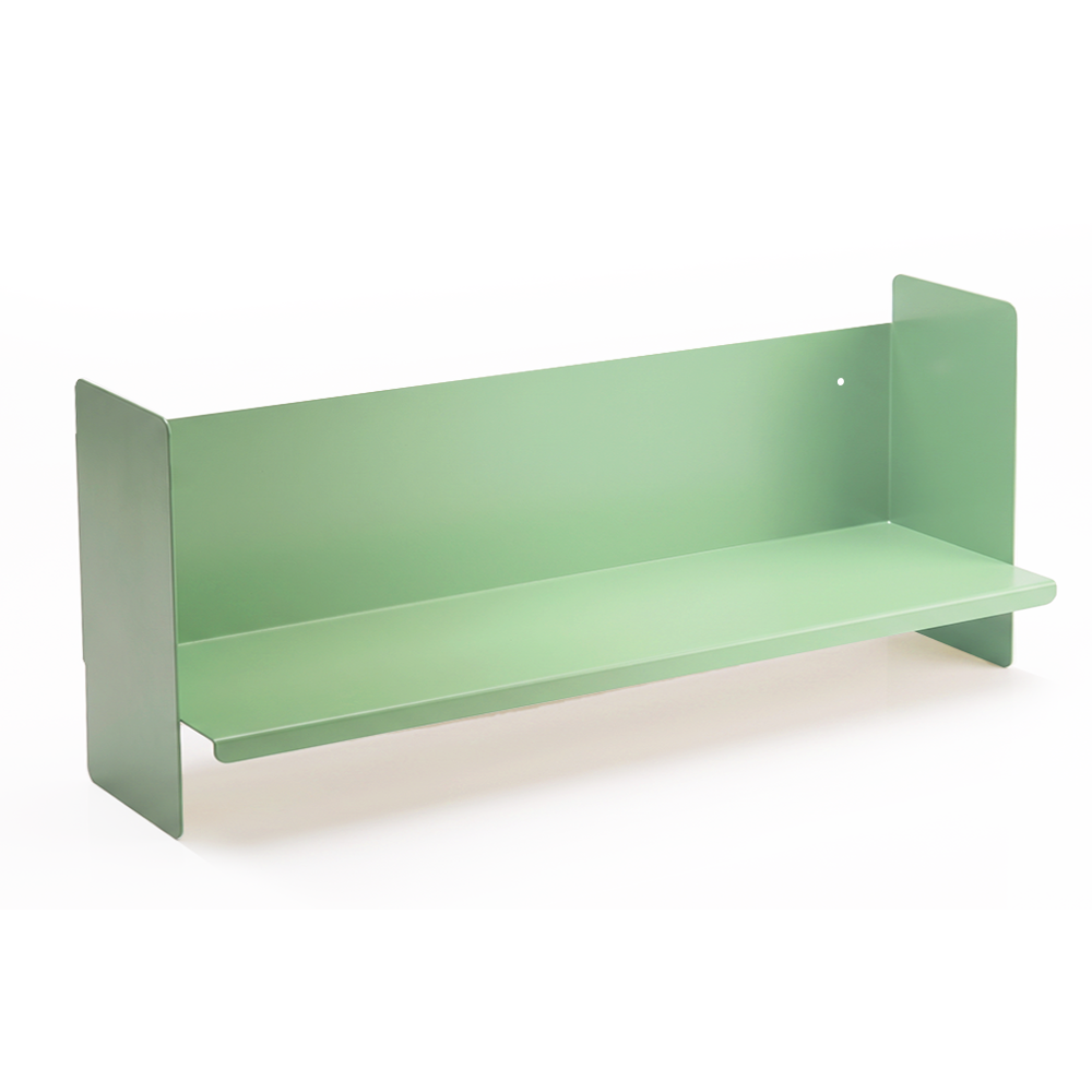 Yeşil Metal Duvar Rafı - Masa Üstü Kitaplık ve Çok Amaçlı Ofis Düzenleyici 21x70 cm - 1