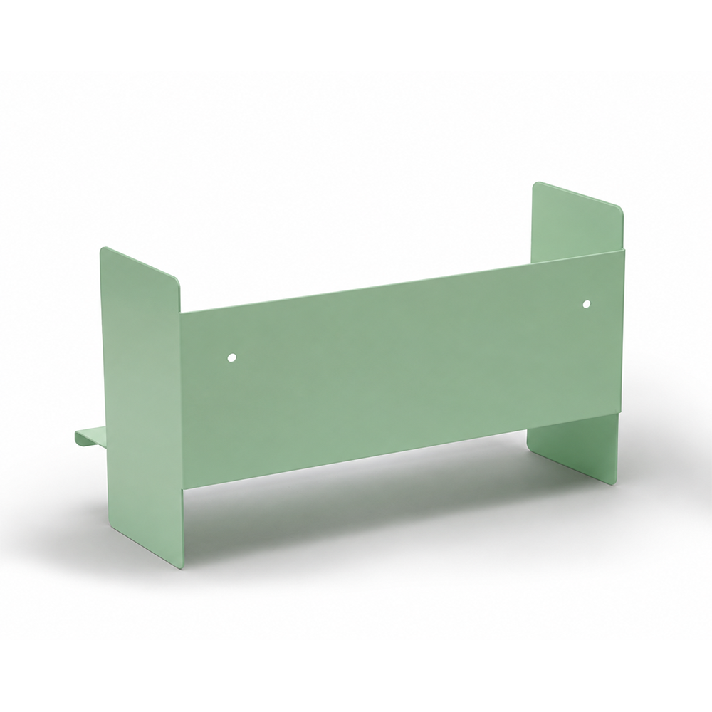 Yeşil Metal Duvar Rafı - Masa Üstü Kitaplık ve Çok Amaçlı Ofis Düzenleyici 21x70 cm - 5