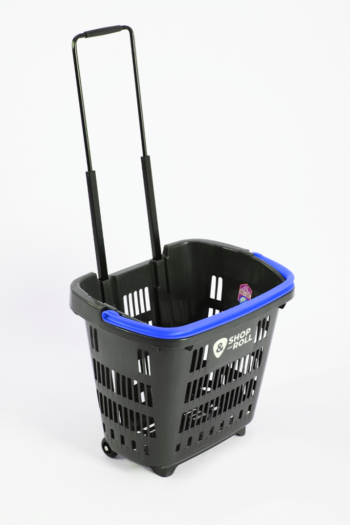 Tekerlekli Market Sepeti (Tekerlekli Alışveriş Sepeti)  34 L Mavi - 5