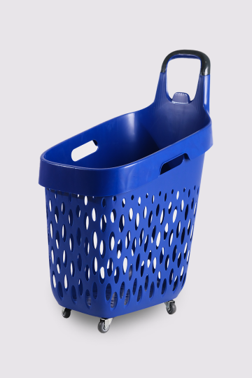 Tekerlekli Market Sepeti (Tekerlekli Alışveriş Sepeti Füme Saplı ) 73 L Mavi