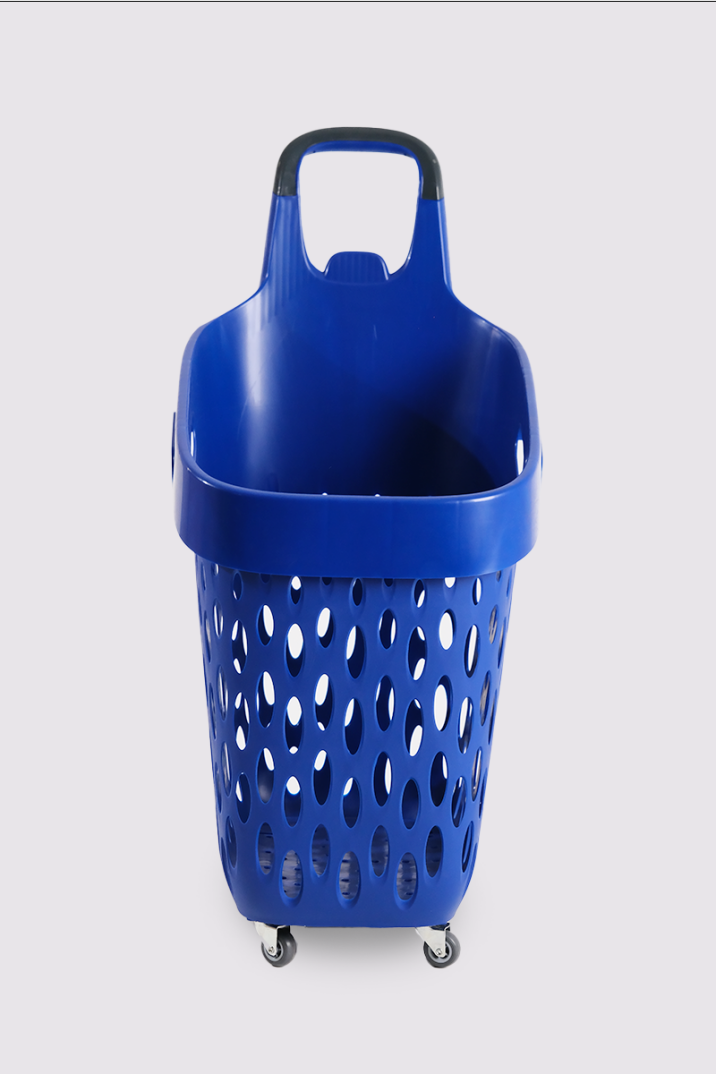 Tekerlekli Market Sepeti (Tekerlekli Alışveriş Sepeti Füme Saplı ) 73 L Mavi - 2