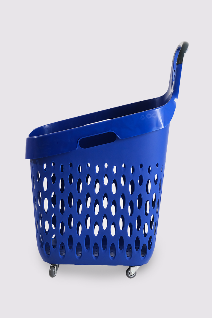Tekerlekli Market Sepeti (Tekerlekli Alışveriş Sepeti Füme Saplı ) 73 L Mavi - 3