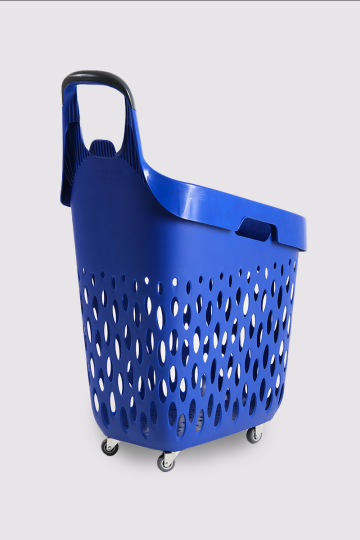 Tekerlekli Market Sepeti (Tekerlekli Alışveriş Sepeti Füme Saplı ) 73 L Mavi - 4