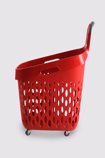 Tekerlekli Market Sepeti (Tekerlekli Alışveriş Sepeti Gri Saplı ) 73 L Kırmızı (1)