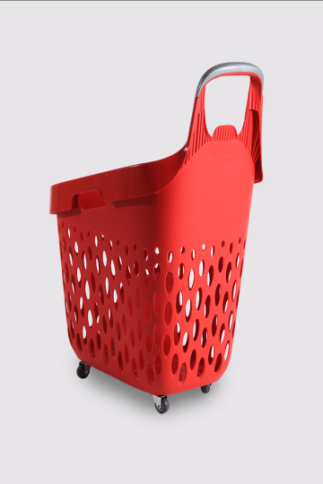 Tekerlekli Market Sepeti (Tekerlekli Alışveriş Sepeti Gri Saplı ) 73 L Kırmızı - 3