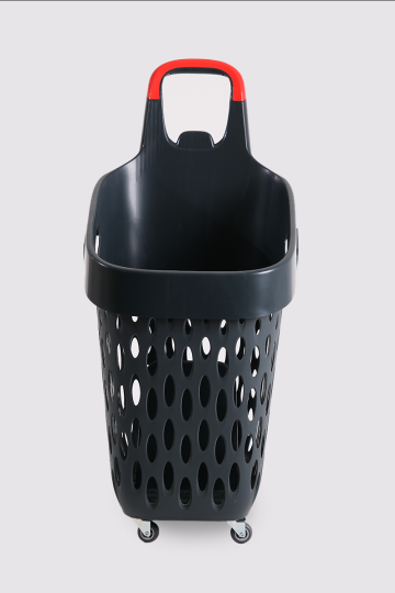 Tekerlekli Market Sepeti (Tekerlekli Alışveriş Sepeti Kırmızı Saplı ) 73 L Füme (1)