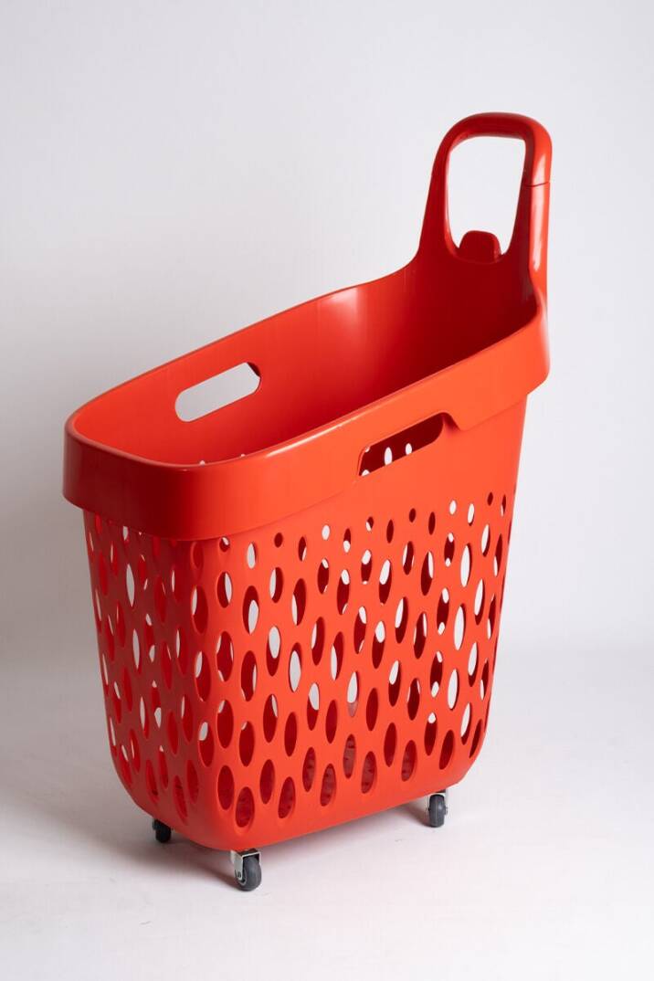 Tekerlekli Market Sepeti (Tekerlekli Alışveriş Sepeti Kırmızı Saplı ) 73 L Kırmızı - 1