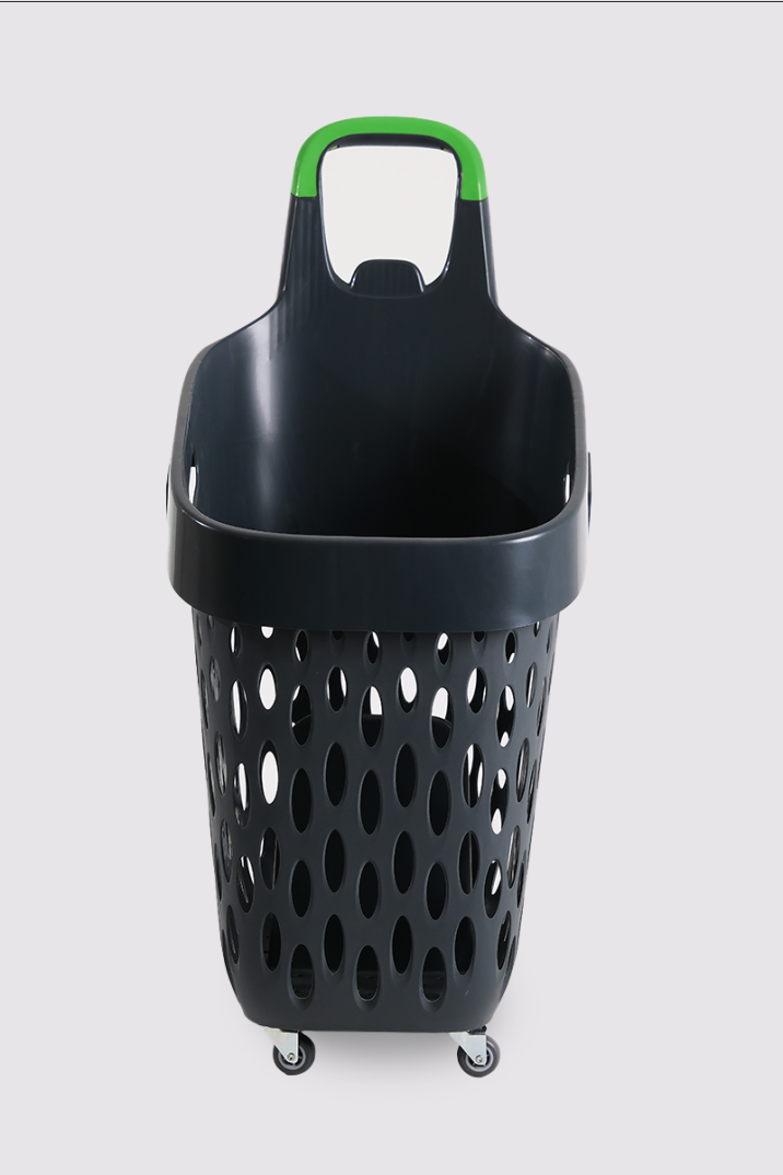 Tekerlekli Market Sepeti (Tekerlekli Alışveriş Sepeti Yeşil Saplı ) 73 L Füme - 3
