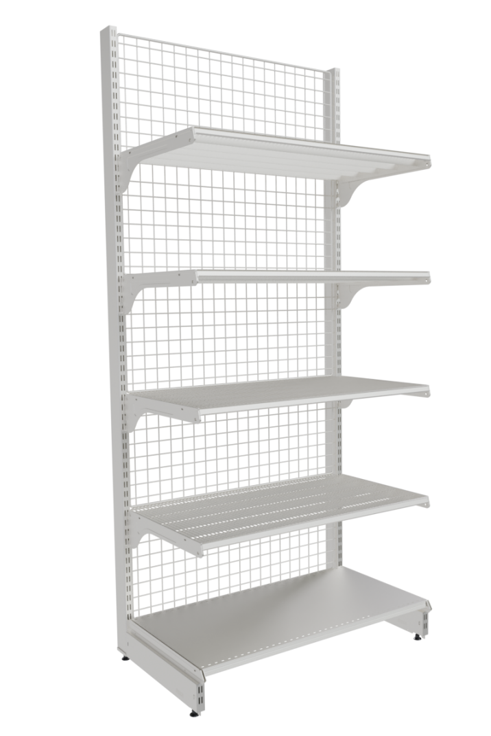 Tel Arka Panolu Tel Raflı Duvar Reyonu 2270x1000x500 mm Beyaz - 1
